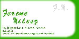 ferenc milesz business card